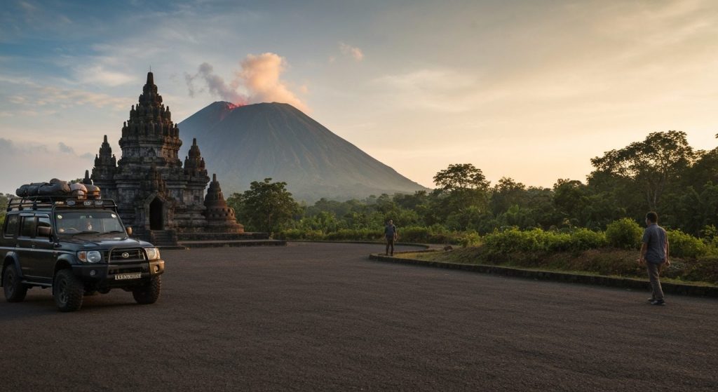 merapi 2010 eruption history jeep tour — Photorealistic editorial travel photograph relevant to: The clearest planning g
