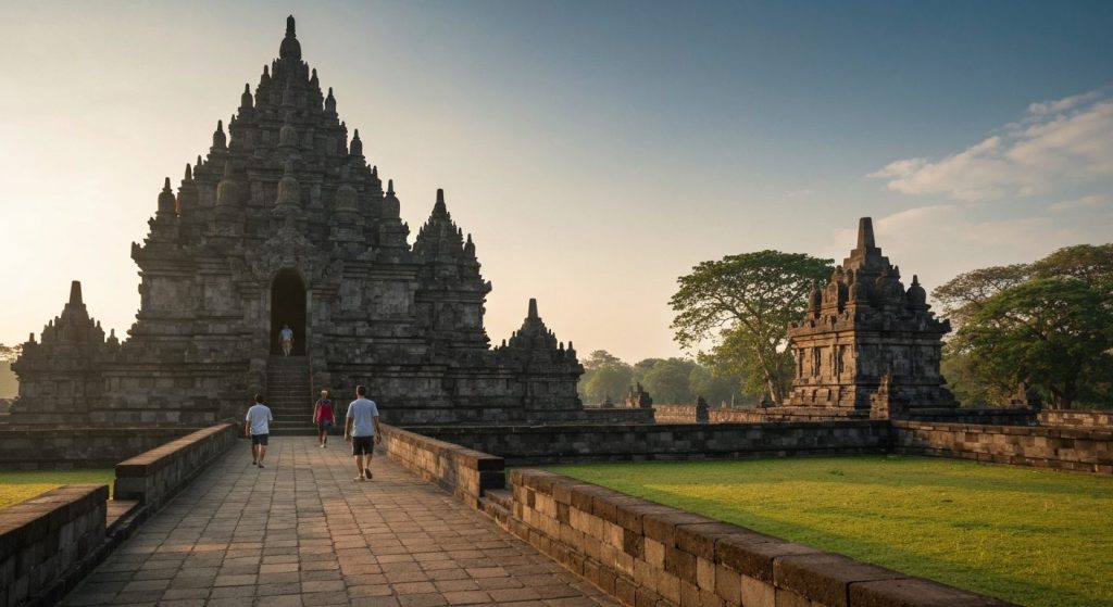prambanan temple entrance fee ticket price — Photorealistic editorial travel photograph relevant to: The clearest planni